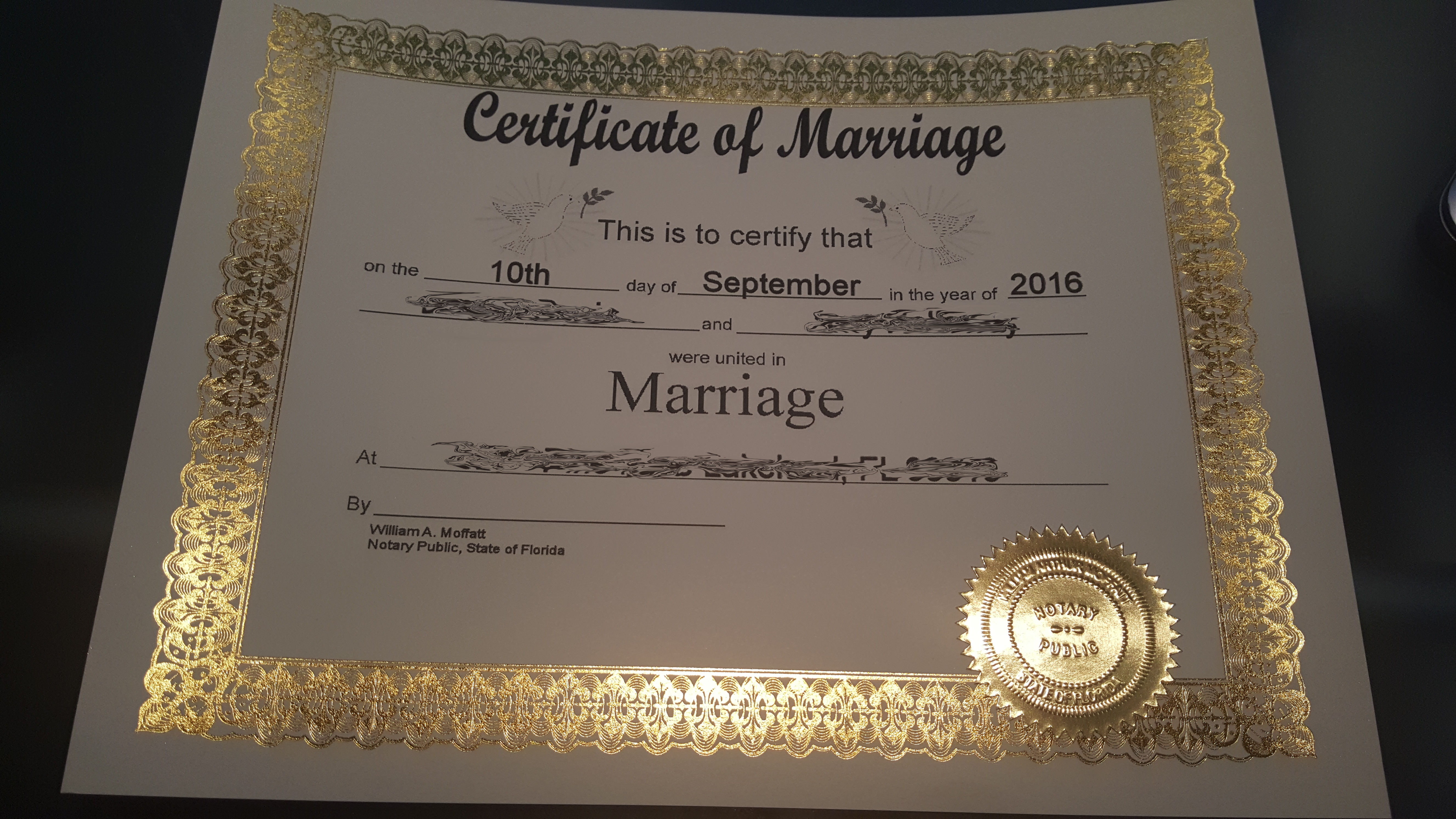 Who Notarized Marriage License